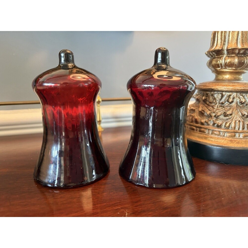 Vintage Homco Ruby Red Glass Votive Peg Candle Holder Set of 2